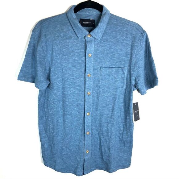 Lucky Brand Linen Blend Short Sleeve Men Shirt NWT - Picture 1 of 7